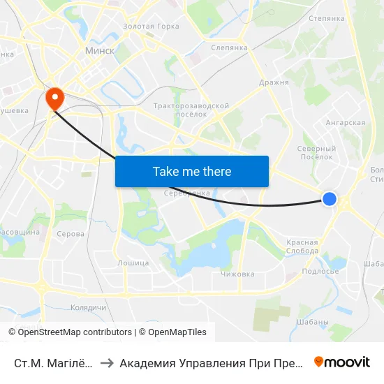 Ст.М. Магілёўская to Академия Управления При Президенте Рб map