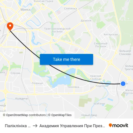 Паліклініка №36 to Академия Управления При Президенте Рб map