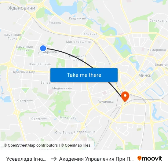 Усевалада Ігнатоўскага to Академия Управления При Президенте Рб map