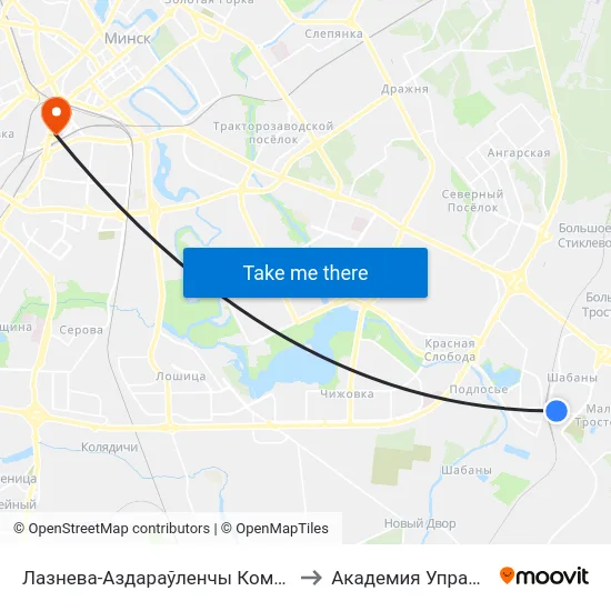 Лазнева-Аздараўленчы Комплекс (Банно-Оздоровительный Комплекс) to Академия Управления При Президенте Рб map