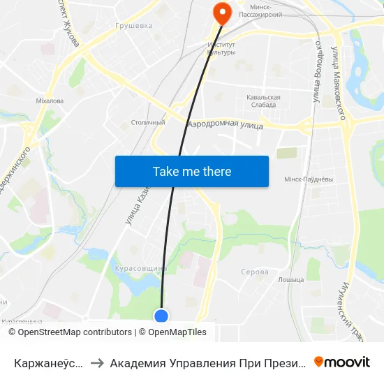 Каржанеўскага to Академия Управления При Президенте Рб map