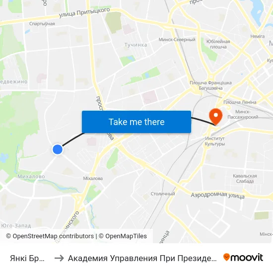 Янкі Брыля to Академия Управления При Президенте Рб map