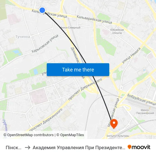 Пінская to Академия Управления При Президенте Рб map