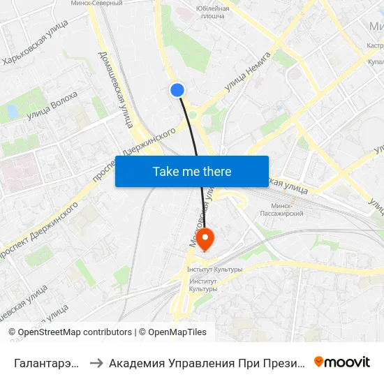 Галантарэйная to Академия Управления При Президенте Рб map