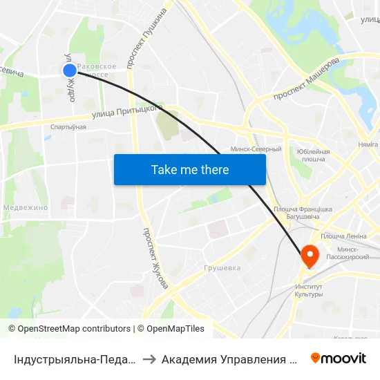 Індустрыяльна-Педагагічны Каледж to Академия Управления При Президенте Рб map