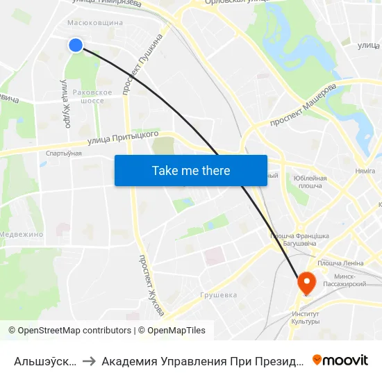 Альшэўскага to Академия Управления При Президенте Рб map