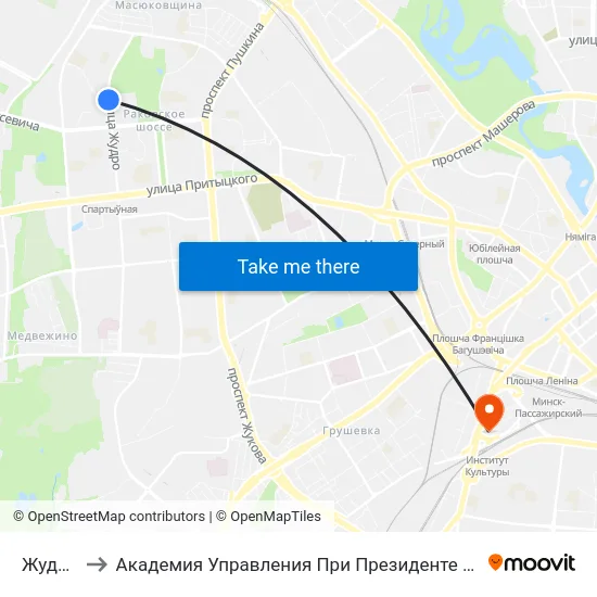 Жудро to Академия Управления При Президенте Рб map