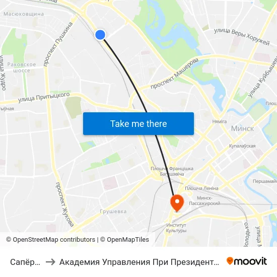 Сапёраў to Академия Управления При Президенте Рб map