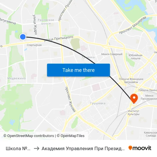 Школа №140 to Академия Управления При Президенте Рб map