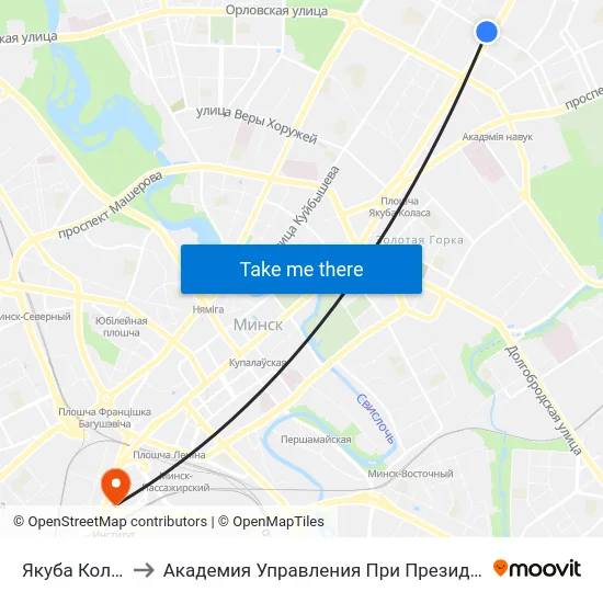 Якуба Коласа to Академия Управления При Президенте Рб map