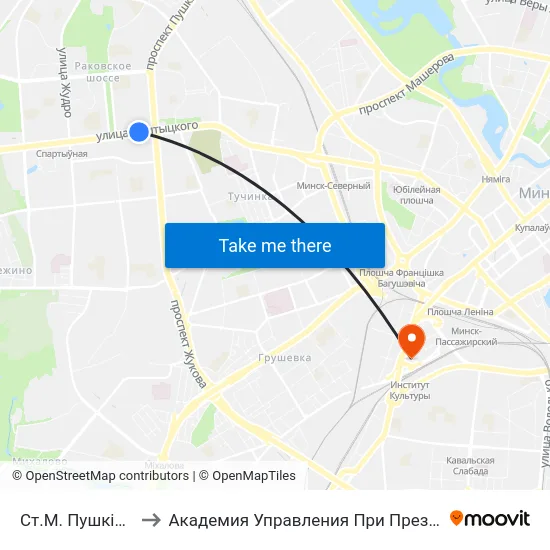 Ст.М. Пушкінская to Академия Управления При Президенте Рб map