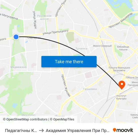 Педагагічны Каледж to Академия Управления При Президенте Рб map