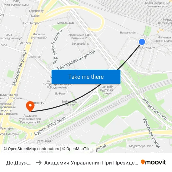 Дс Дружная to Академия Управления При Президенте Рб map