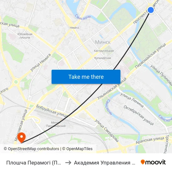 Плошча Перамогі (Площадь Победы) to Академия Управления При Президенте Рб map