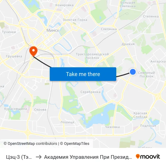 Цэц-3 (Тэц-3) to Академия Управления При Президенте Рб map