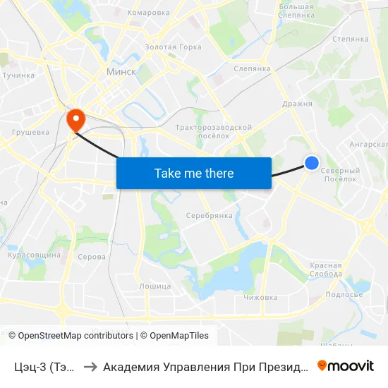Цэц-3 (Тэц-3) to Академия Управления При Президенте Рб map