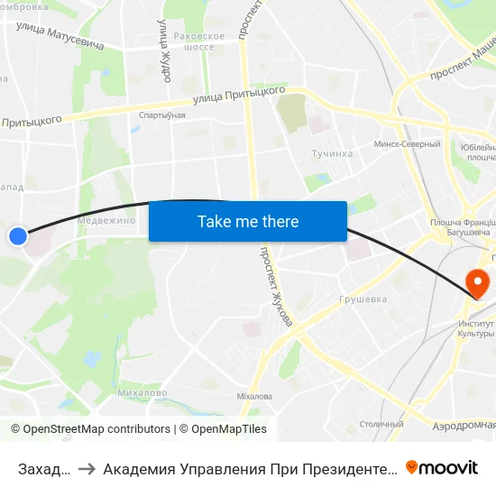 Захад-4 to Академия Управления При Президенте Рб map