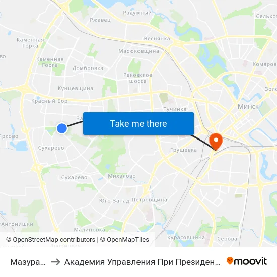 Мазурава to Академия Управления При Президенте Рб map