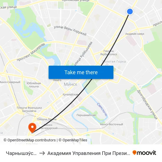 Чарнышэўскага to Академия Управления При Президенте Рб map