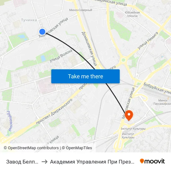 Завод Белпласт to Академия Управления При Президенте Рб map