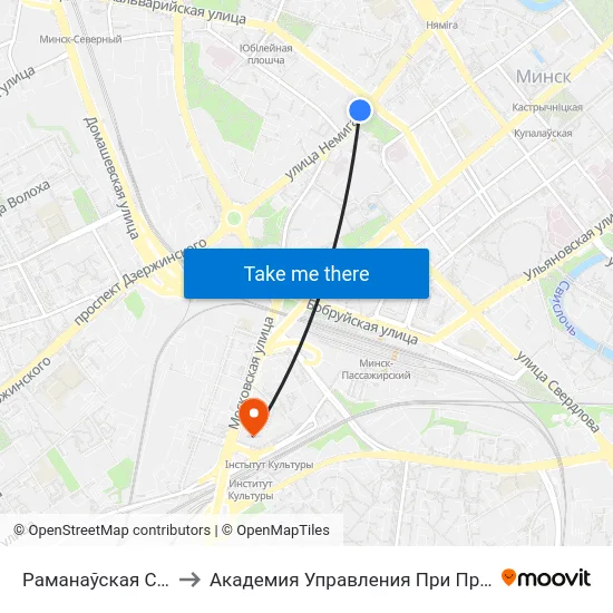 Раманаўская Слабада to Академия Управления При Президенте Рб map