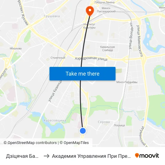 Дзіцячая Бальніца to Академия Управления При Президенте Рб map