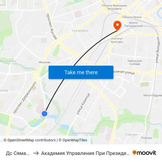 Дс Сямашкі to Академия Управления При Президенте Рб map