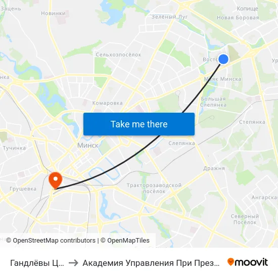 Гандлёвы Цэнтр to Академия Управления При Президенте Рб map
