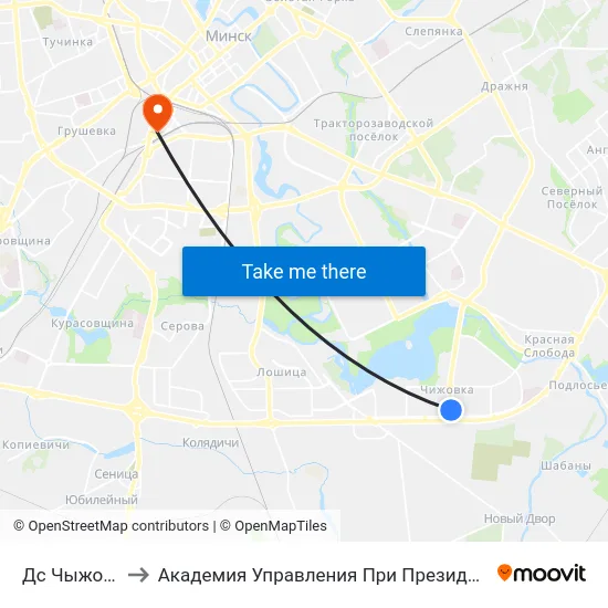 Дс Чыжоўка to Академия Управления При Президенте Рб map