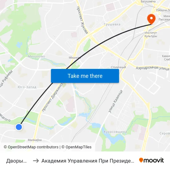 Дворышча to Академия Управления При Президенте Рб map
