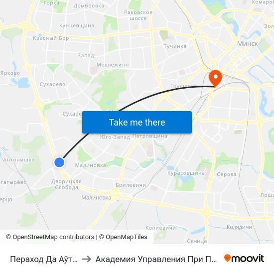 Пераход Да Аўтарынка to Академия Управления При Президенте Рб map