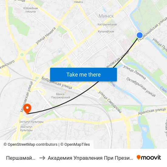 Першамайская to Академия Управления При Президенте Рб map
