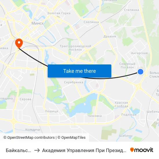 Байкальская to Академия Управления При Президенте Рб map