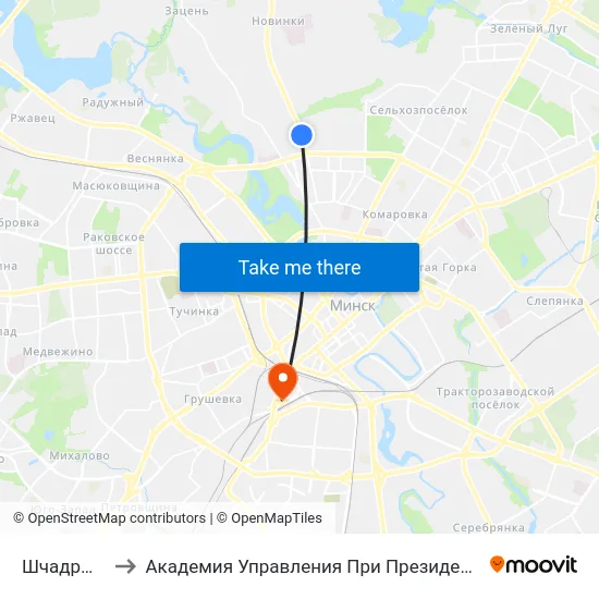 Шчадрына to Академия Управления При Президенте Рб map