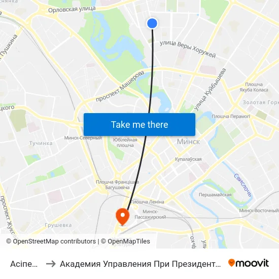 Асіпенкі to Академия Управления При Президенте Рб map