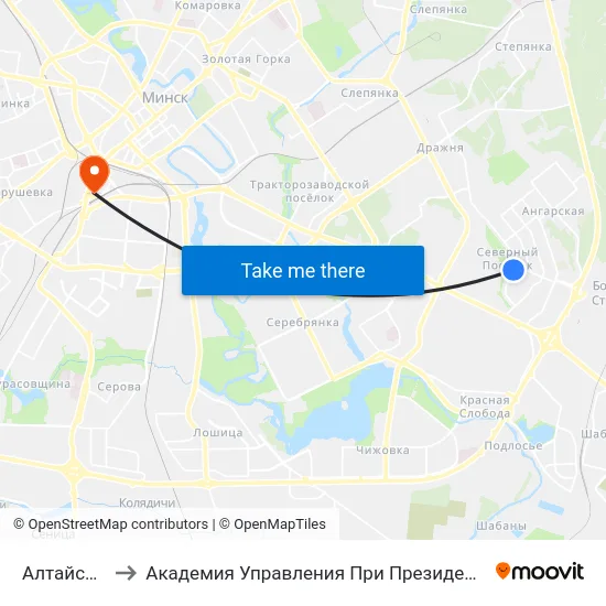 Алтайская to Академия Управления При Президенте Рб map