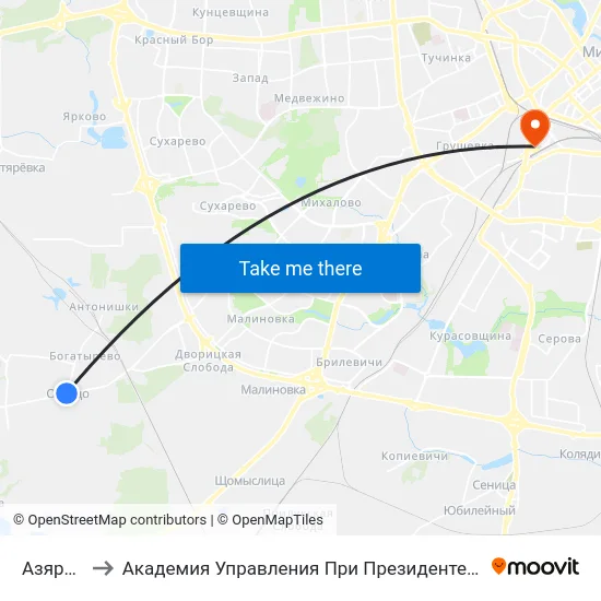 Азярцо to Академия Управления При Президенте Рб map