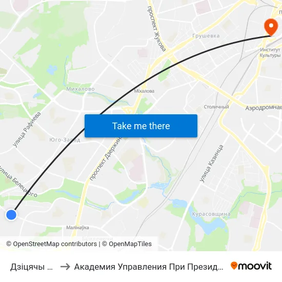 Дзіцячы Сад to Академия Управления При Президенте Рб map