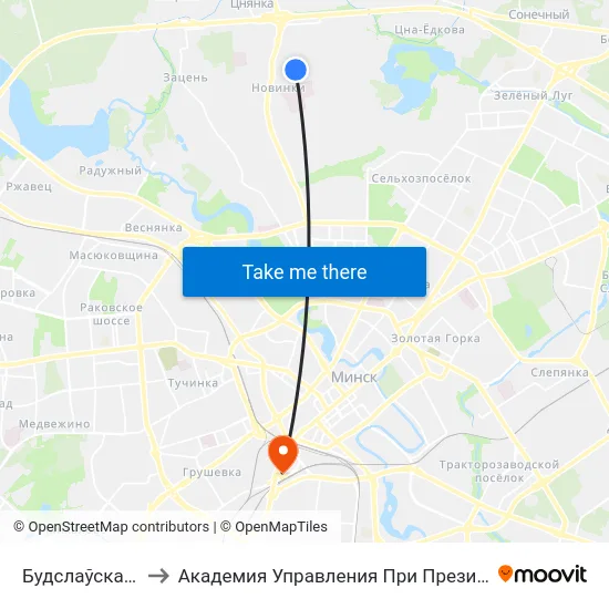 Будслаўская, 19 to Академия Управления При Президенте Рб map