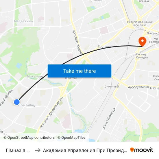 Гімназія №10 to Академия Управления При Президенте Рб map