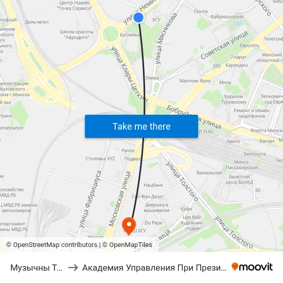 Музычны Тэатр to Академия Управления При Президенте Рб map