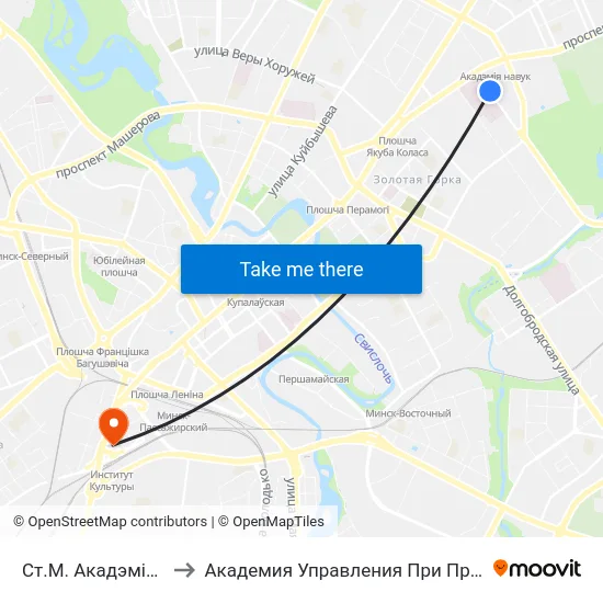 Ст.М. Акадэмія Навук to Академия Управления При Президенте Рб map