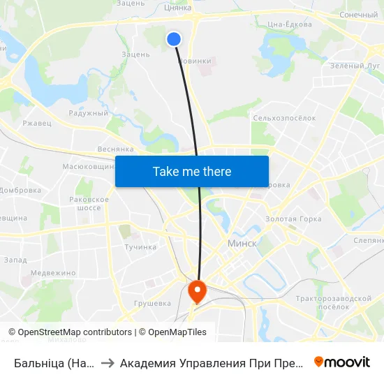 Бальніца (Навінкі) to Академия Управления При Президенте Рб map