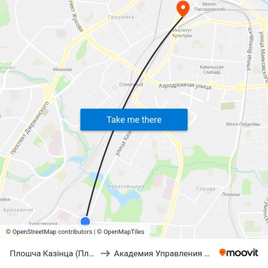 Плошча Казінца (Площадь Казинца) to Академия Управления При Президенте Рб map