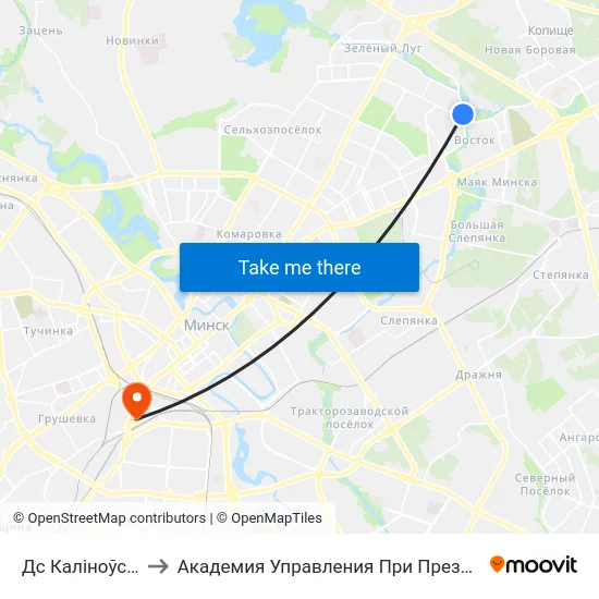 Дс Каліноўскага to Академия Управления При Президенте Рб map