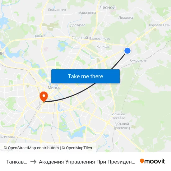 Танкавая to Академия Управления При Президенте Рб map
