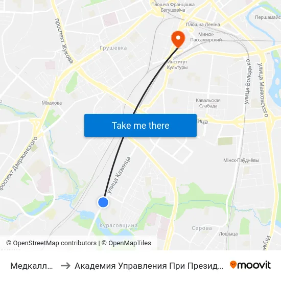 Медкалледж to Академия Управления При Президенте Рб map