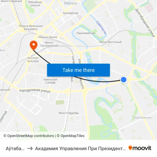 Аўтабаза to Академия Управления При Президенте Рб map