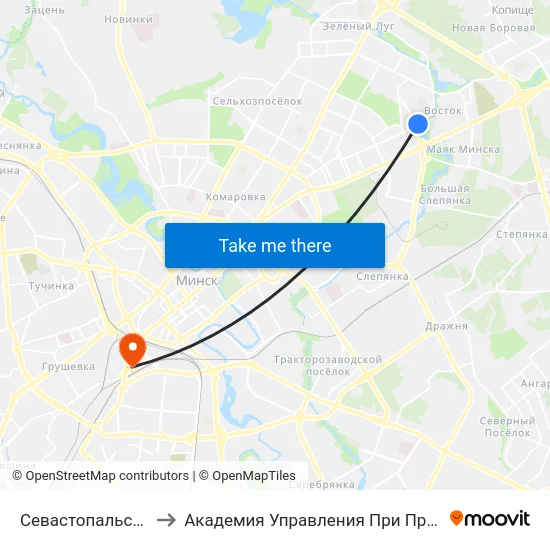 Севастопальскі Парк to Академия Управления При Президенте Рб map