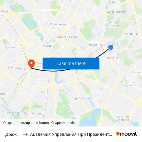 Дражня to Академия Управления При Президенте Рб map